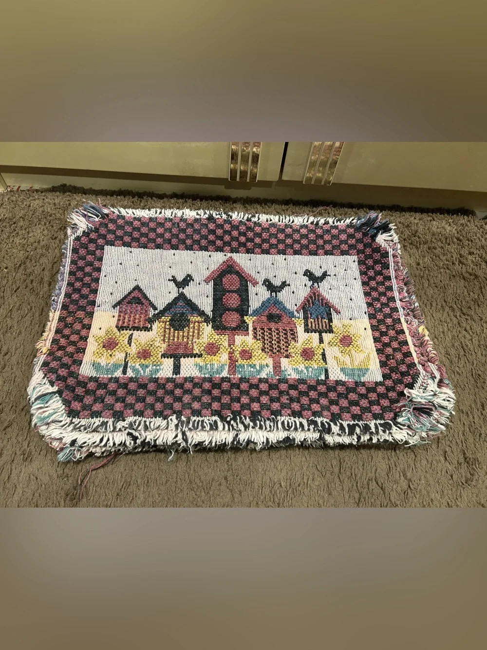 Set 6 Vtg Pink and Cream Birdhouse Tapestry Kitchen Placemats🌾🌾